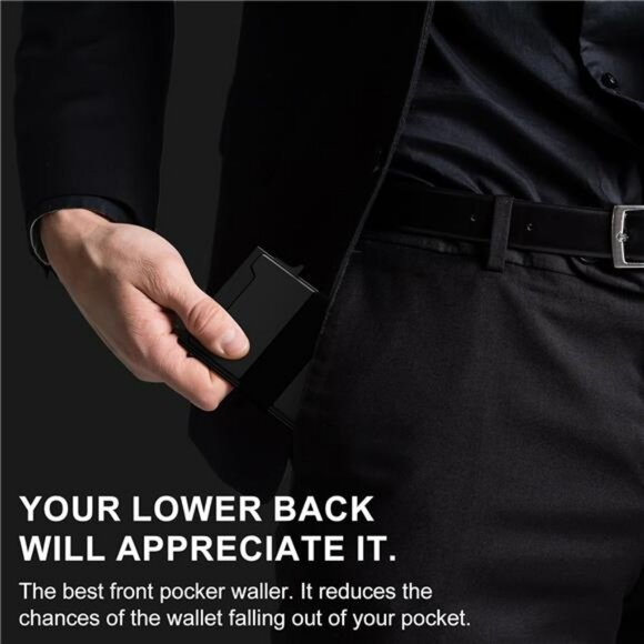 Slim RFID Blocking Wallet for Men Metal Pop Up Card Holder with Money Clip - Picture 5 of 8